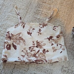 Magaschoni Cream and Brown Floral Camisole